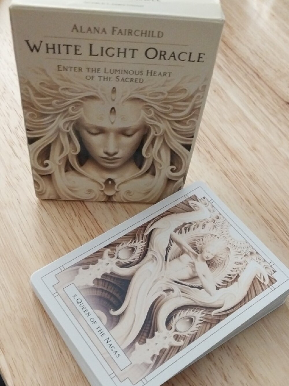 White Light Oracle Card Deck — Beige & Gold Spiritual Art Print Set